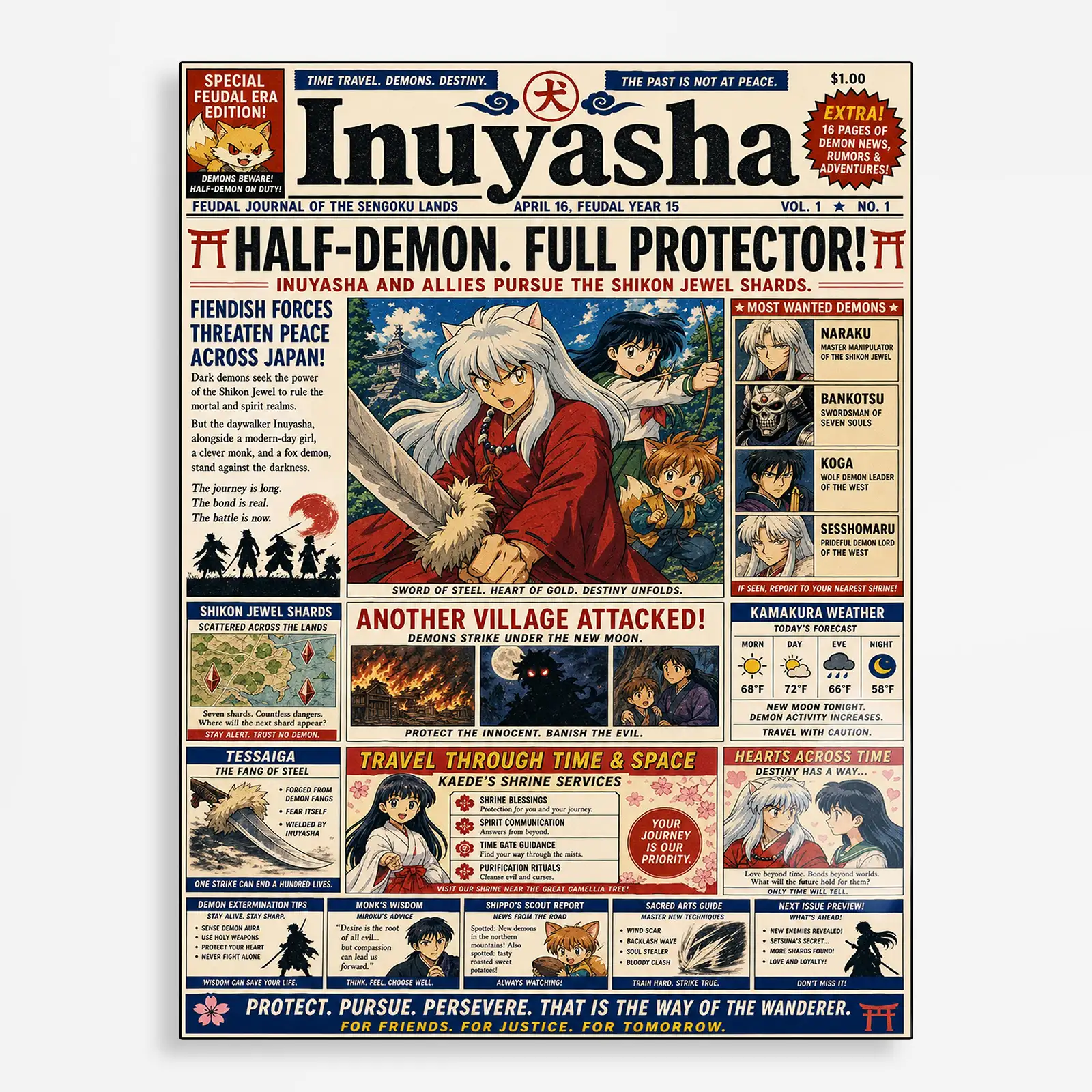 anime metal poster (201) s1 Half Demon Metal Poster Wall Decor - B - Image 1