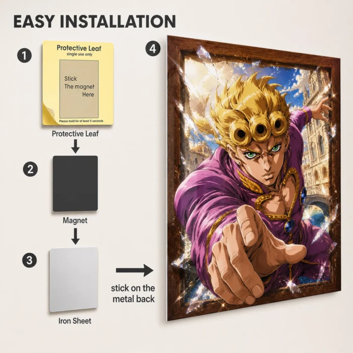 JJBA - Giorno Giovanna Metal Poster Wall
  Decor - Image 2