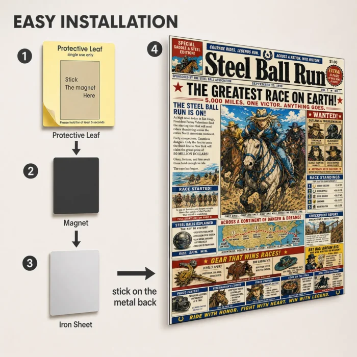 JJBA - Steel Ball Run Racers Metal
  Poster Wall Decor - Image 2