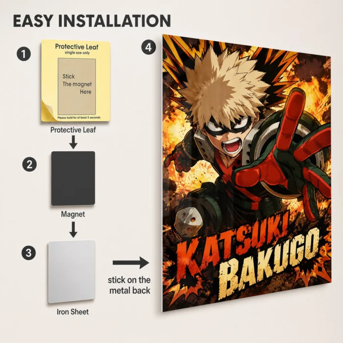 MHA - Katsuki Bakugo Metal Poster Wall
  Decor - Image 2