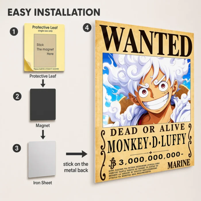 OP - Monkey D. Luffy Wanted Metal Poster
  Wall Decor - Image 2