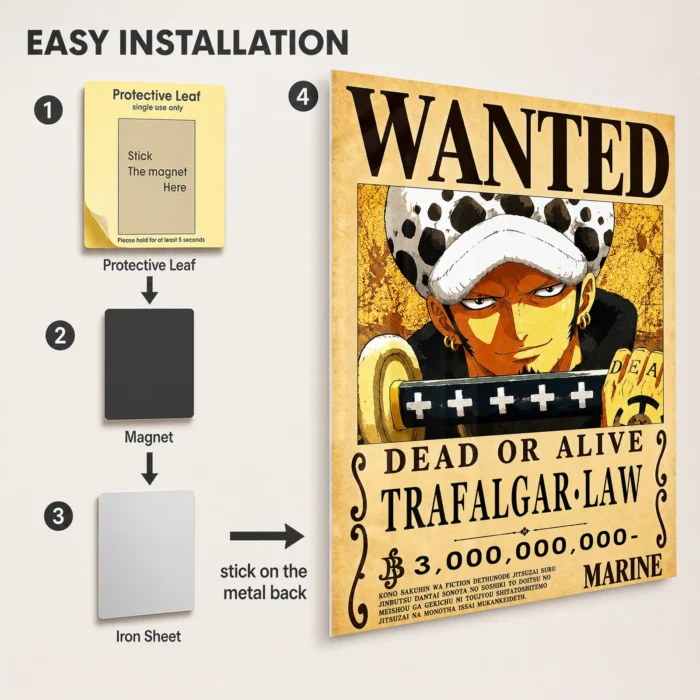 OP - Trafalgar D. Water Law Wanted Metal
  Poster Wall Decor - Image 2