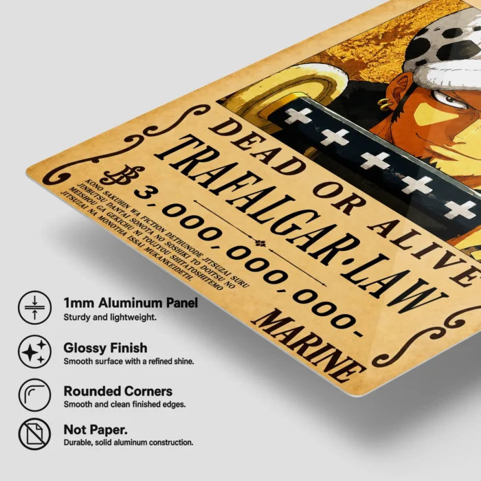 OP - Trafalgar D. Water Law Wanted Metal
  Poster Wall Decor - Image 5