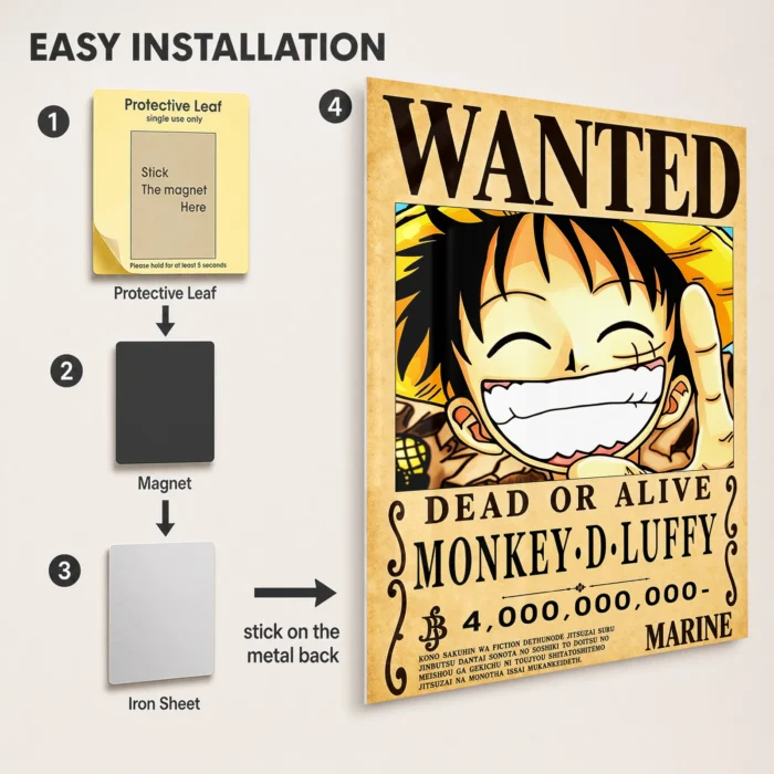 OP - Monkey D. Luffy Wanted Metal Poster
  Wall Decor - A - Image 2