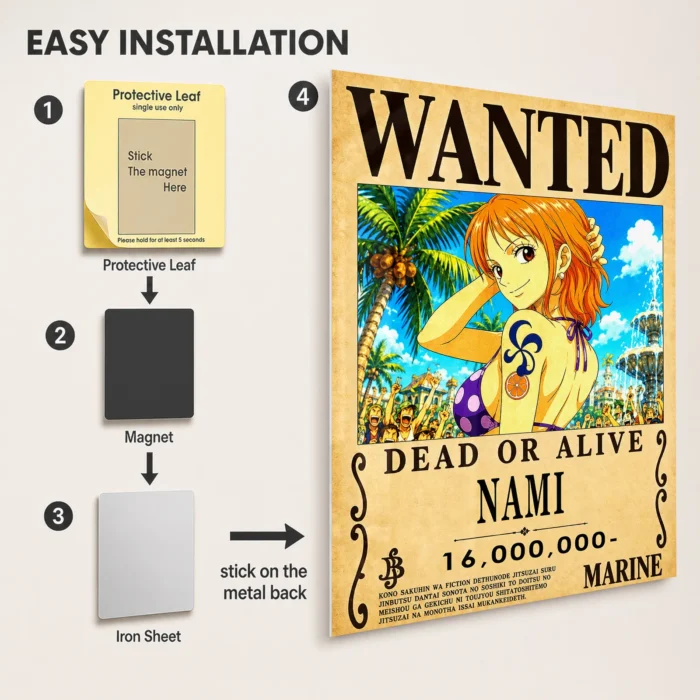OP - Nami Wanted Metal Poster Wall Decor - Image 2
