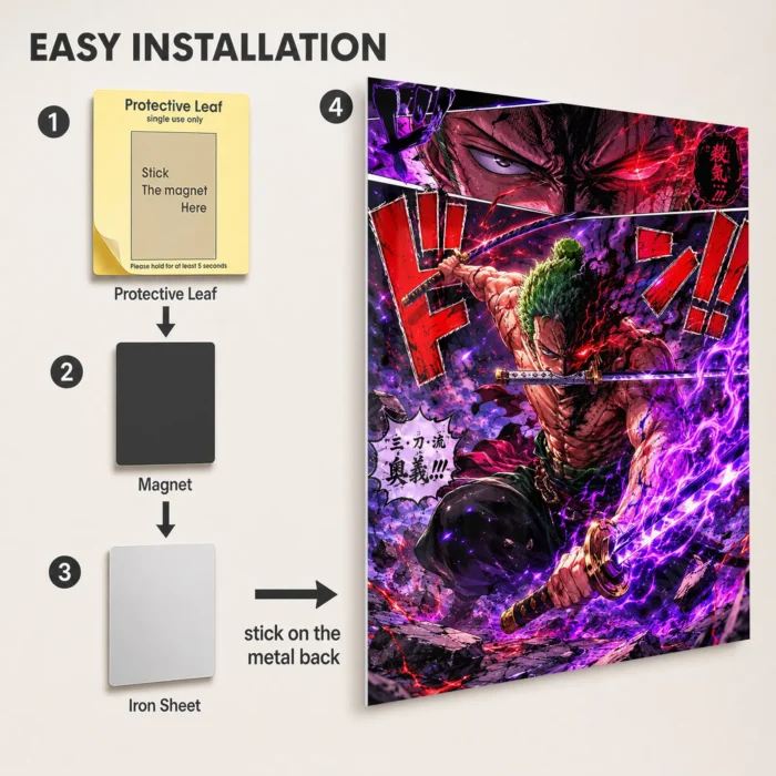 OP - Roronoa Zoro Metal Poster Wall
  Decor - Image 2