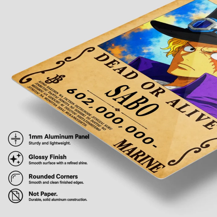OP - Sabo Wanted Metal Poster Wall Decor - Image 5