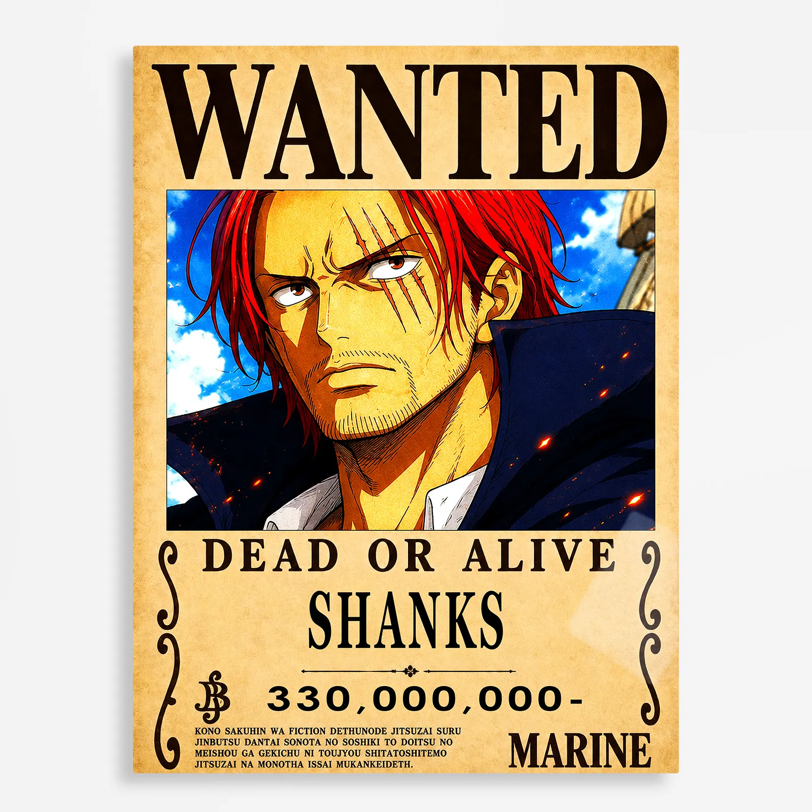 anime metal poster (300) s1 OP - Shanks Wanted Metal Poster Wall
Decor - Image 1