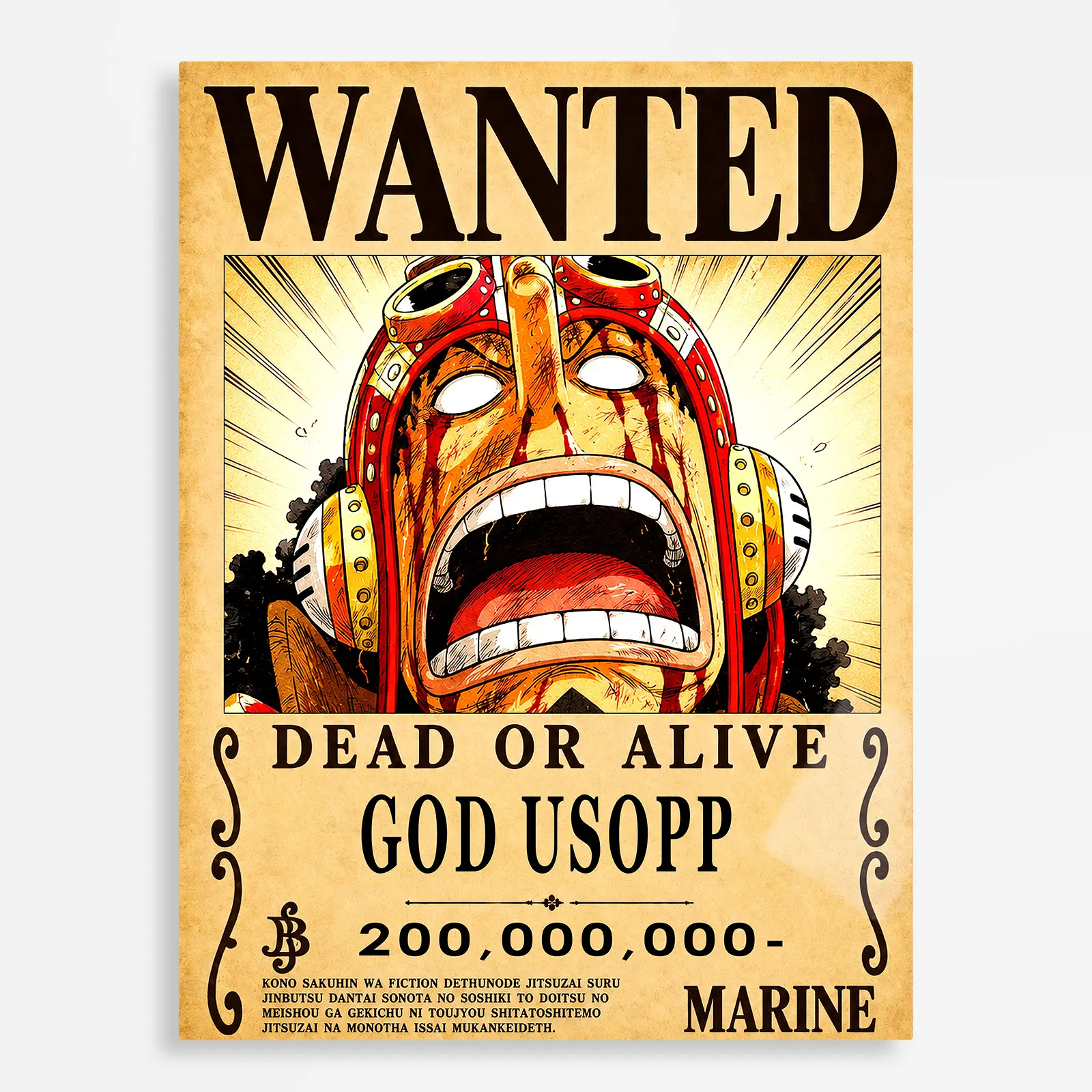 anime metal poster (301) s1 OP - Usopp Wanted Metal Poster Wall
Decor - Image 1