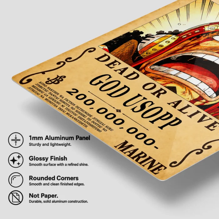 OP - Usopp Wanted Metal Poster Wall
  Decor - Image 5