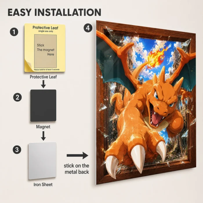 Poke - Charizard Metal Poster
  Wall Decor - B - Image 2