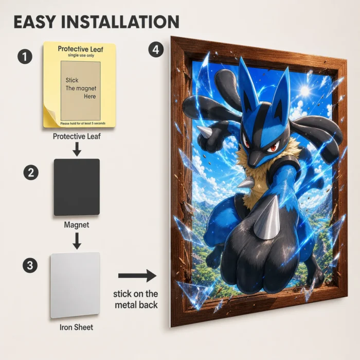 Poke - Lucario Metal Poster
  Wall Decor - B - Image 2