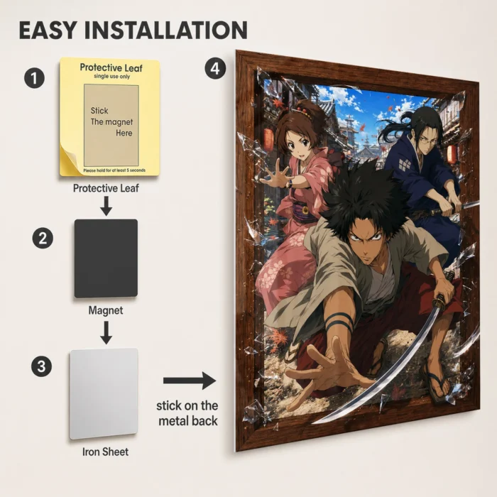 Samurai Metal Poster Wall Decor - E - Image 2