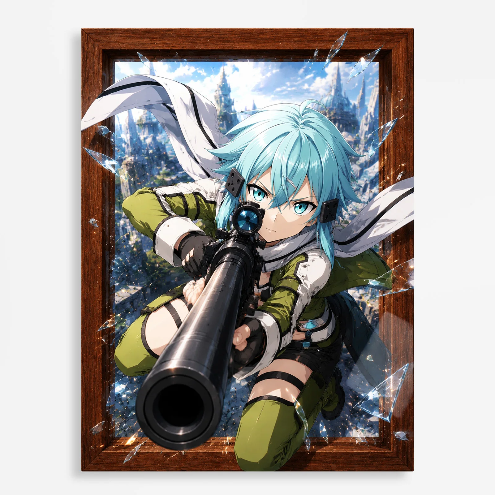 anime metal poster (405) s1 SAO - Sinon Metal Poster Wall Decor - Image 1