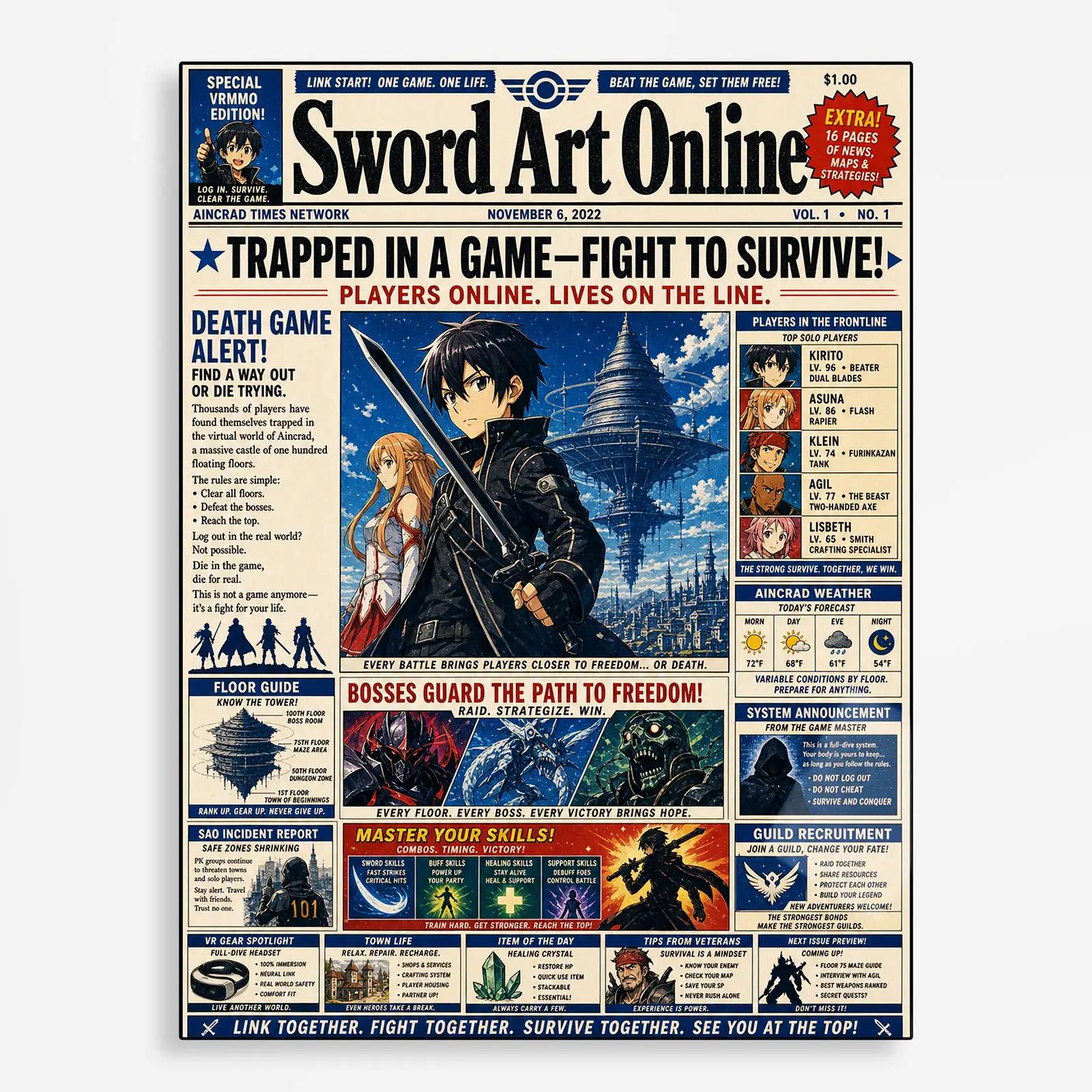 anime metal poster (410) s1 SAO Metal Poster Wall Decor - D - Image 1