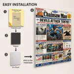 Chainsaw Newspaper Metal Poster Wall
  Decor - Image 2