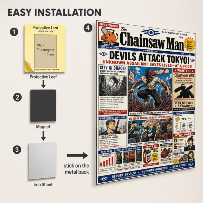 Chainsaw Newspaper Metal Poster Wall
  Decor - Image 2