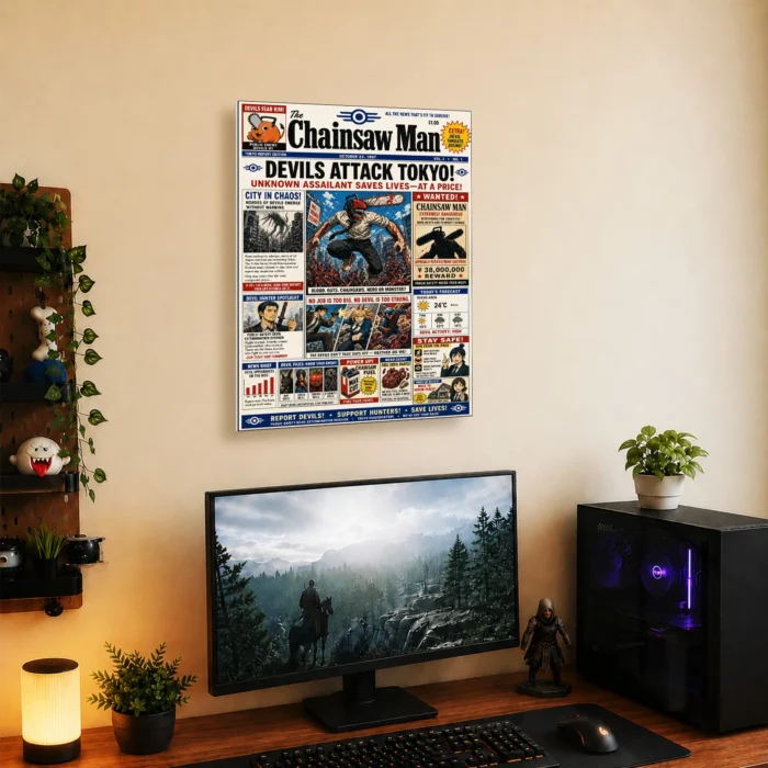 Chainsaw Newspaper Metal Poster Wall
  Decor - Image 4