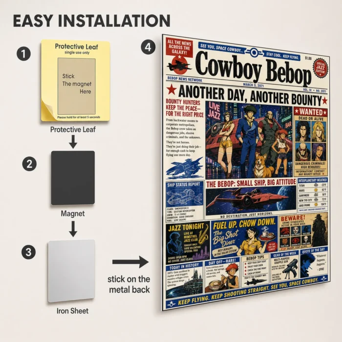 Cowboy Newspaper Metal Poster Wall Decor - Image 2