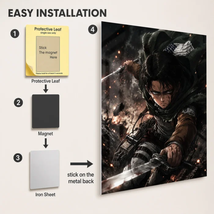 AOT Levi Ackerman Metal Poster Wall
  Decor - Image 2