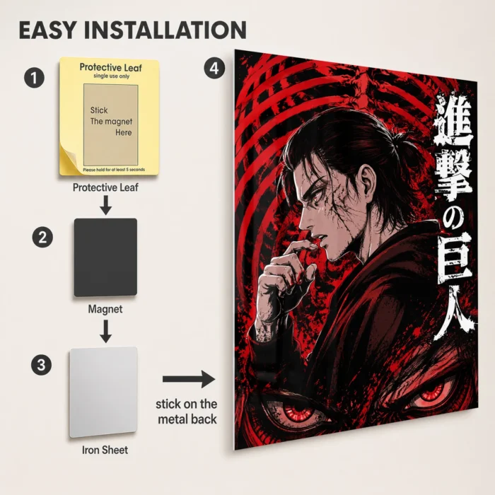 AOT Eren Yeager Metal Poster Wall Decor - Image 2