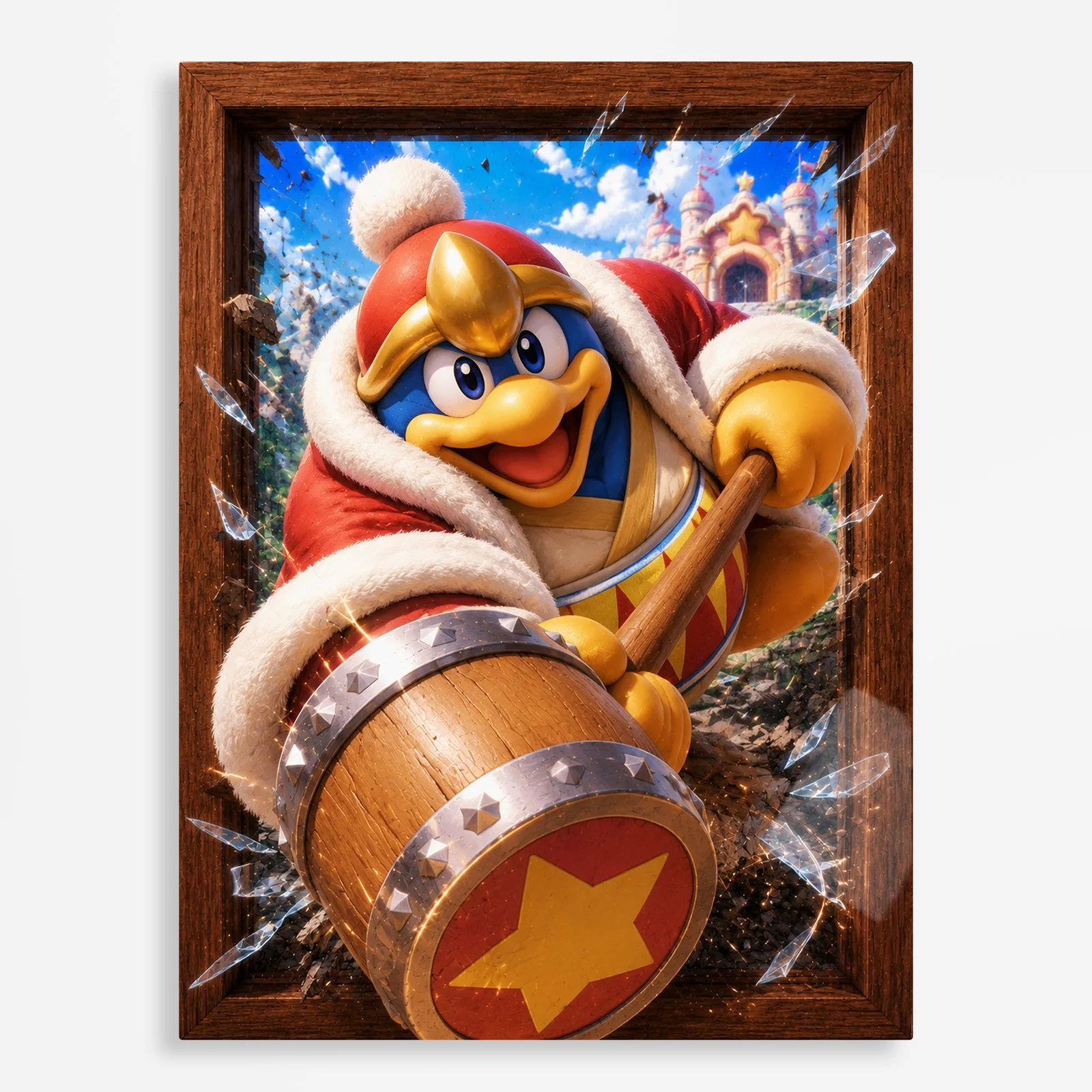 video game metal poster (133) s1 Pink Hero King Dedede Metal Poster Wall Decor - Image 1