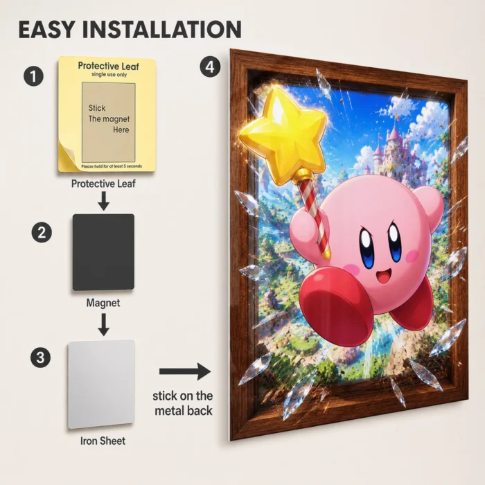 Pink Hero Kirby Metal Poster Wall Decor - Image 2
