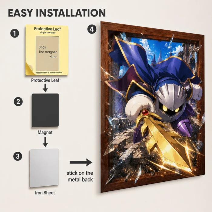 Pink Hero Meta Knight Metal Poster Wall Decor - Image 2