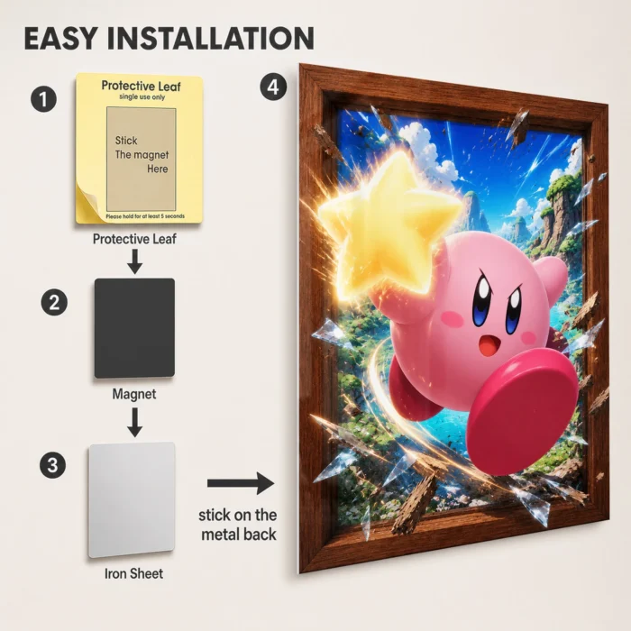 Pink Hero Kirby Metal Poster Wall Decor - A - Image 2