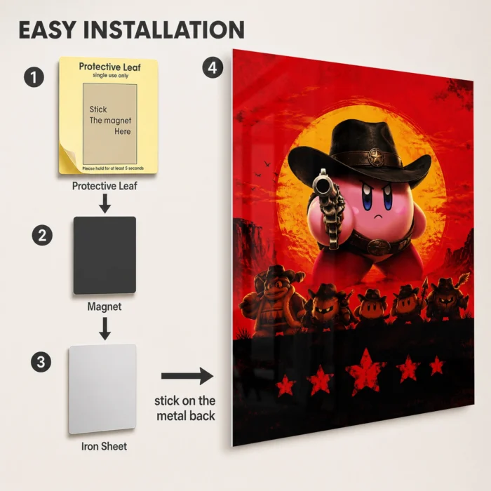 Pink Hero Kirby Metal Poster Wall Decor - B - Image 2