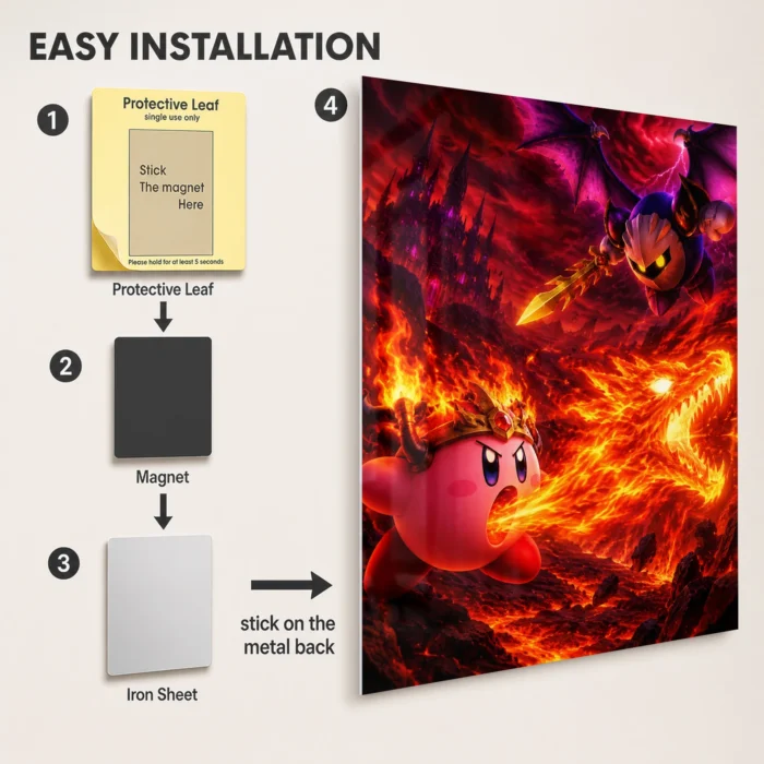 Pink Hero Kirby Metal Poster Wall Decor - C - Image 2
