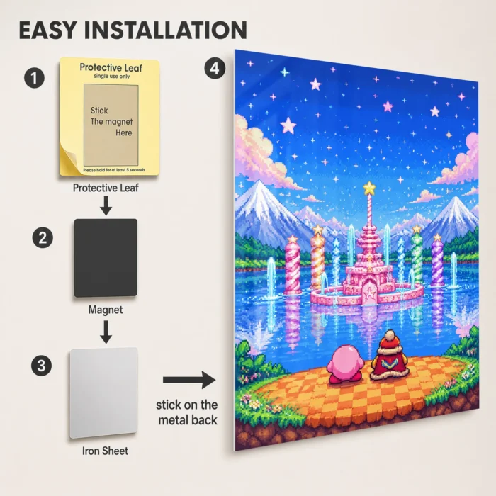 Pink Hero Kirby Metal Poster Wall Decor - D - Image 2