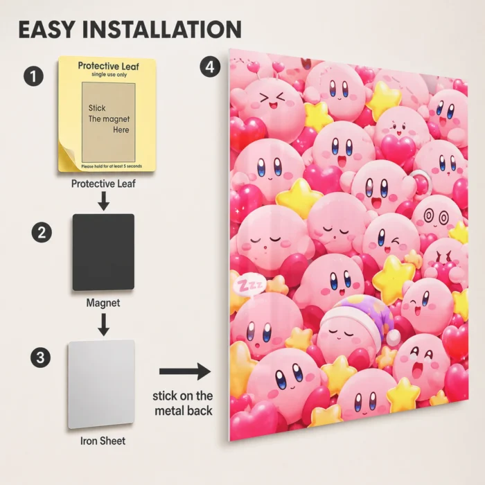 Pink Hero Kirby Metal Poster Wall Decor - E - Image 2