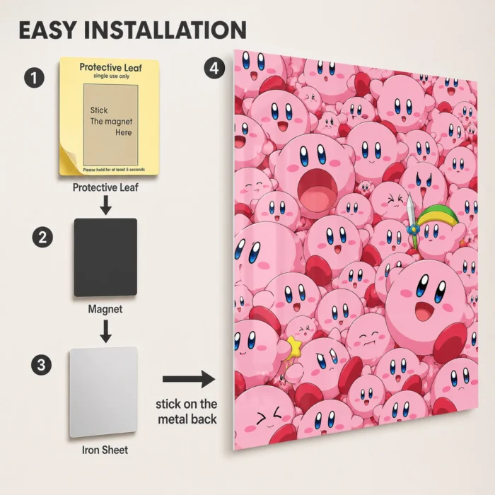 Pink Hero Kirby Metal Poster Wall Decor - F - Image 2
