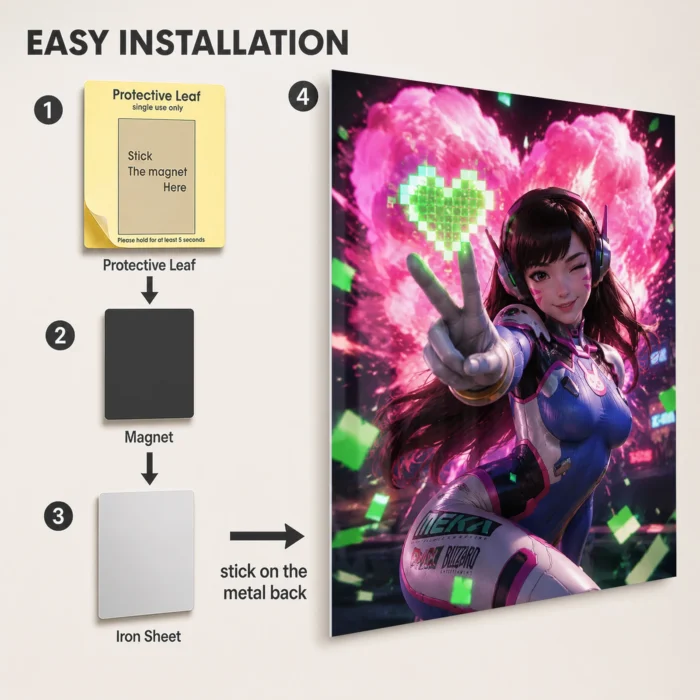 OW D.Va Metal Poster Wall Decor - Image 2