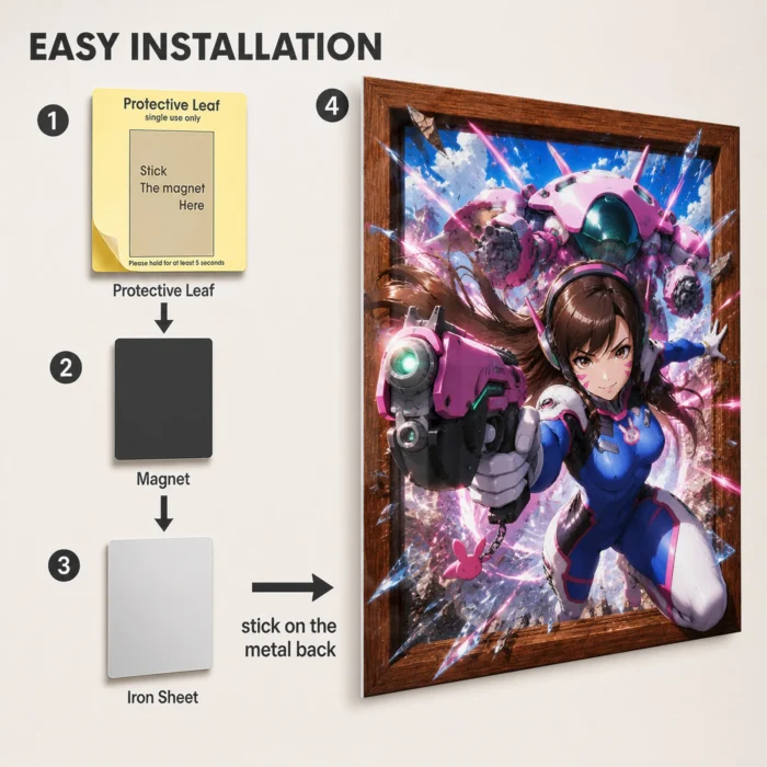 OW D.Va Metal Poster Wall Decor - A - Image 2