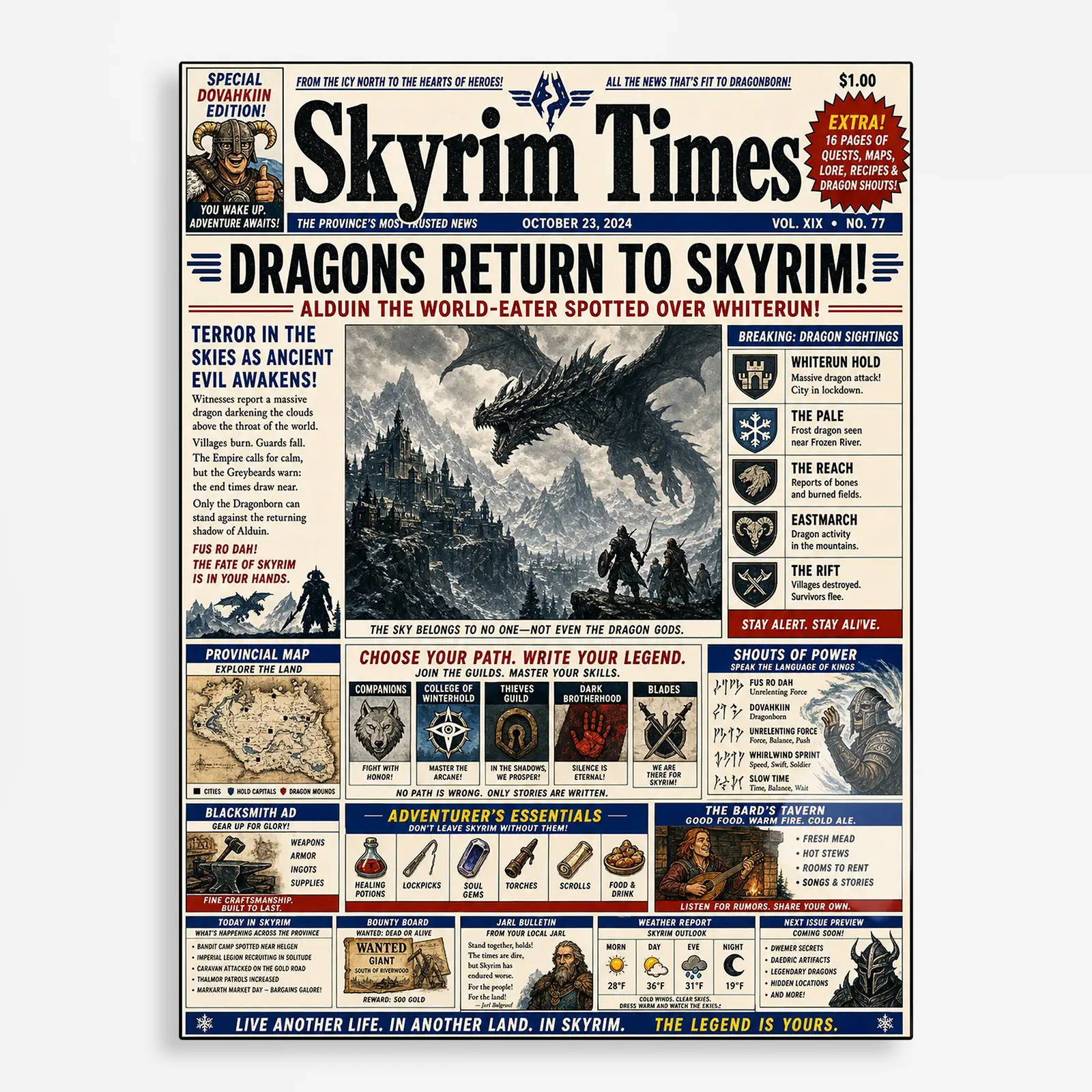 video game metal poster (191) s1 TES V: Skyrim Metal Poster Wall Decor - A - Image 1