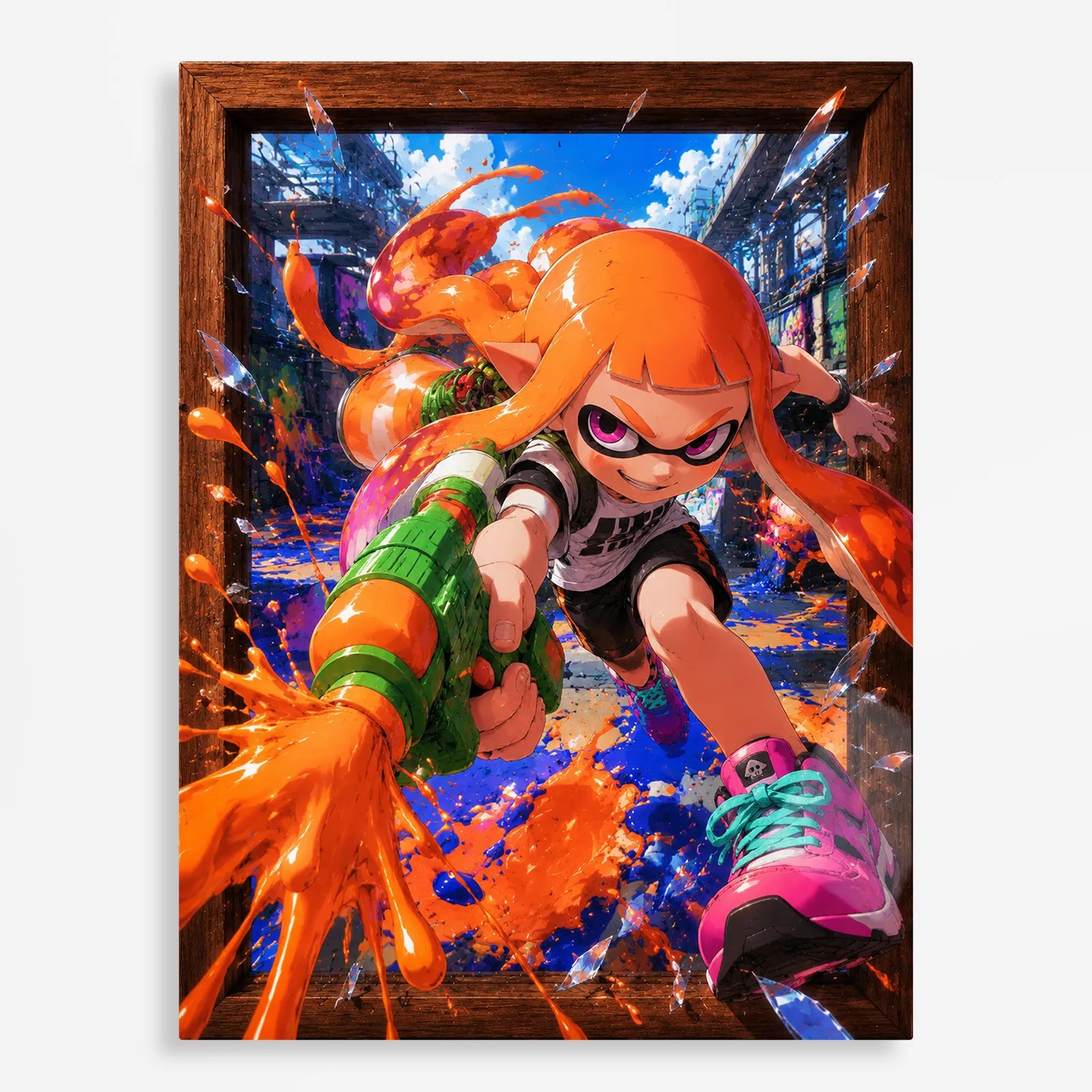 video game metal poster (198) s1 Ink Battle Inkling Girl Metal Poster Wall Decor - Image 1