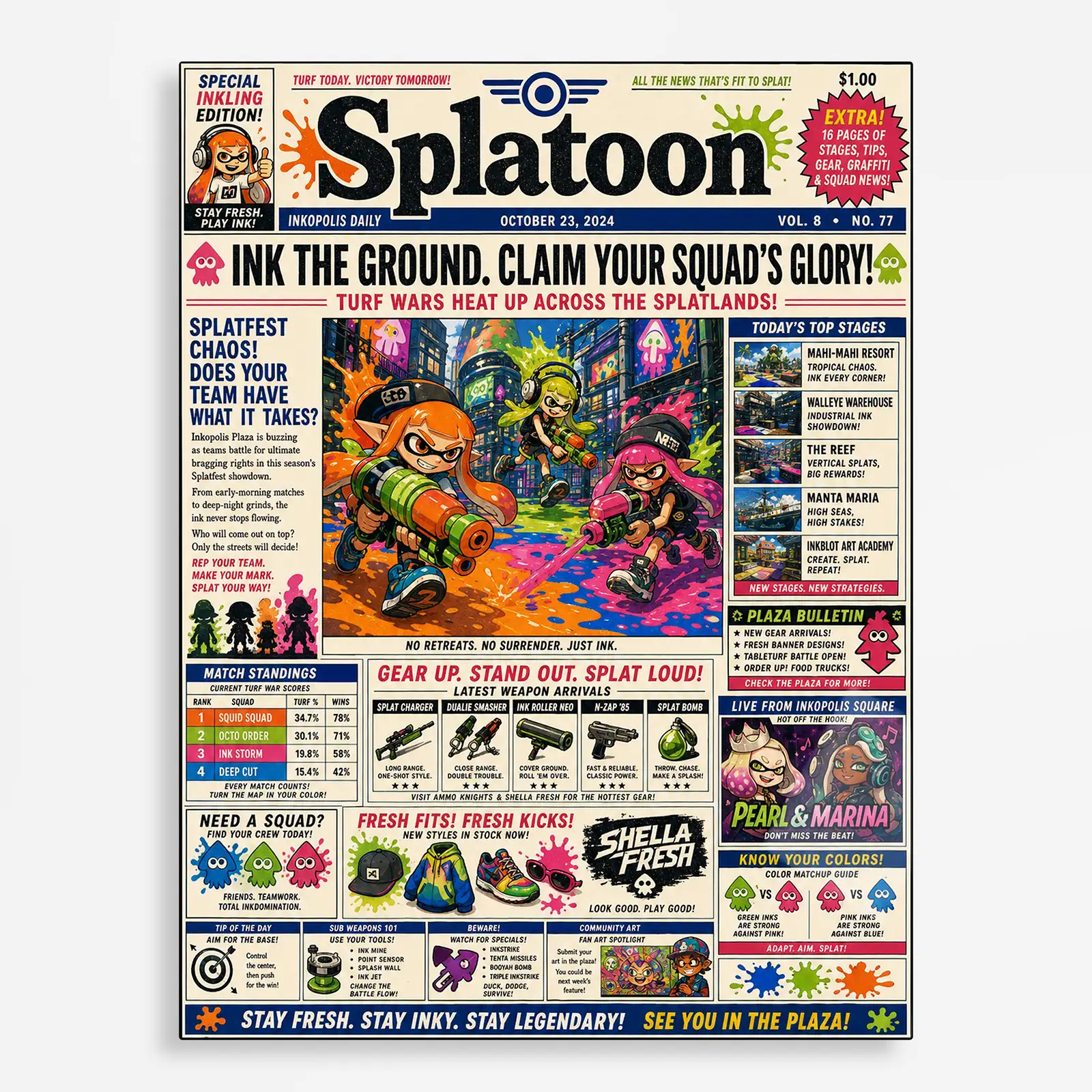 video game metal poster (203) s1 Ink Battle Metal Poster Wall Decor - B - Image 1