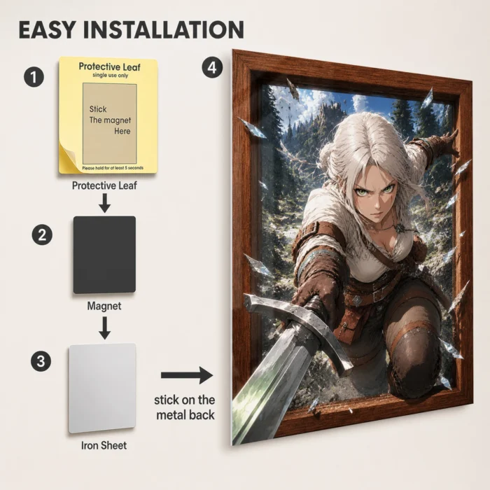TW3 Wild Hunt Ciri Metal Poster Wall Decor - Image 2