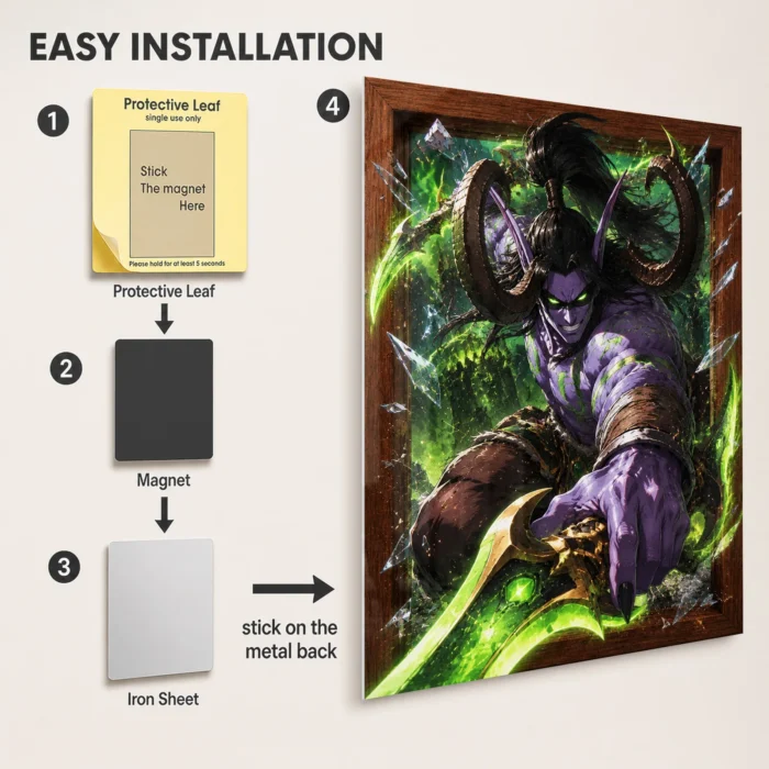 WOW Illidan Stormrage Metal Poster Wall Decor - Image 2