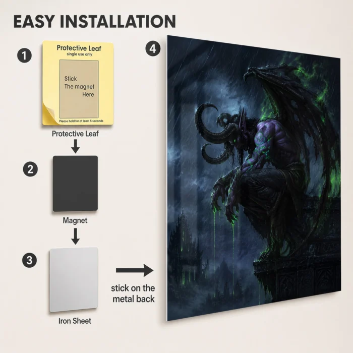 WOW Illidan Stormrage Metal Poster Wall Decor - A - Image 2