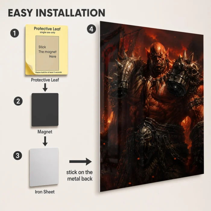 WOW Garrosh Hellscream Metal Poster Wall Decor - Image 2