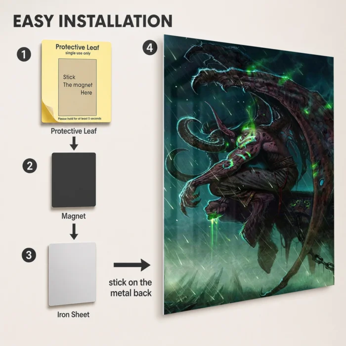 WOW Illidan Stormrage Metal Poster Wall Decor - B - Image 2