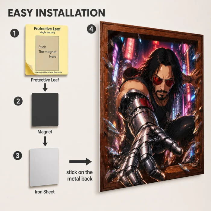 2077 Johnny Silverhand Metal Poster Wall Decor - Image 2
