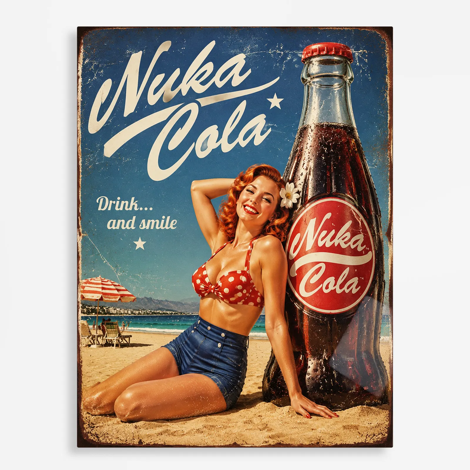 video game metal poster (88) s1 Wasteland Nuka-Cola Girl Metal Poster Wall Decor - Image 1
