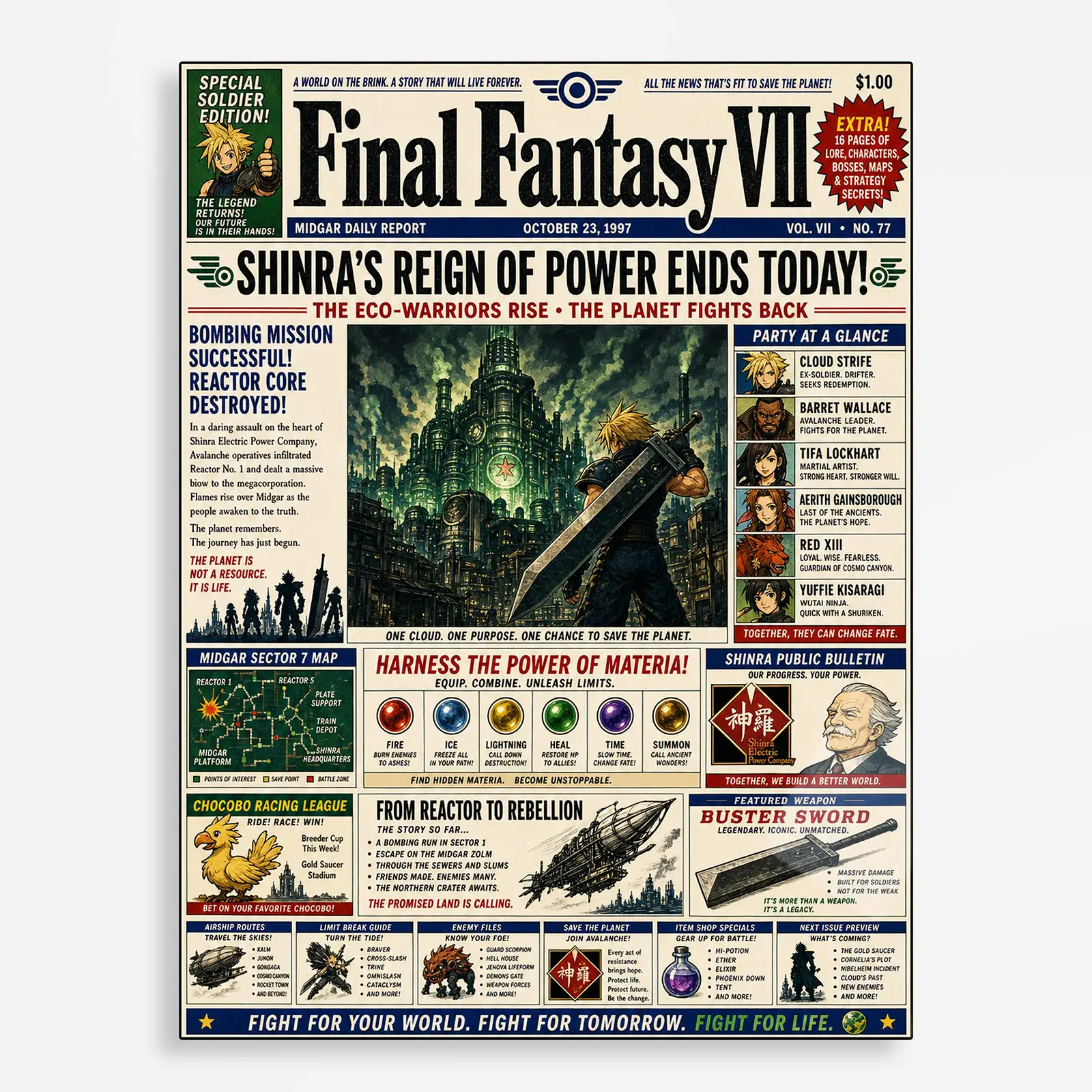 video game metal poster (96) s1 FFVII Tifa Lockhart Metal Poster Wall Decor - Image 1